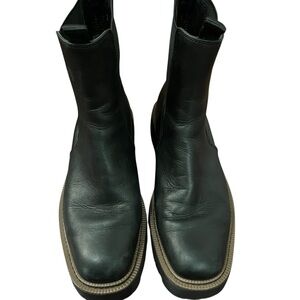 Sam Edelman Boots Womens Size 10.5 Black Laguna Chelsea Lug Sole Leather Ankle
